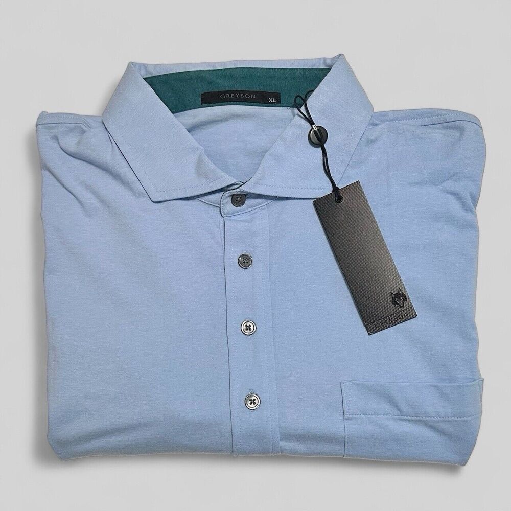 GREYSON Polo Mens XL Spirit Golf  Shirt Savannah No Logo Pima Cotton Blue NWT